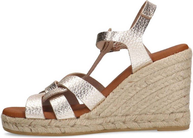 Sacha leren espadrilles goud