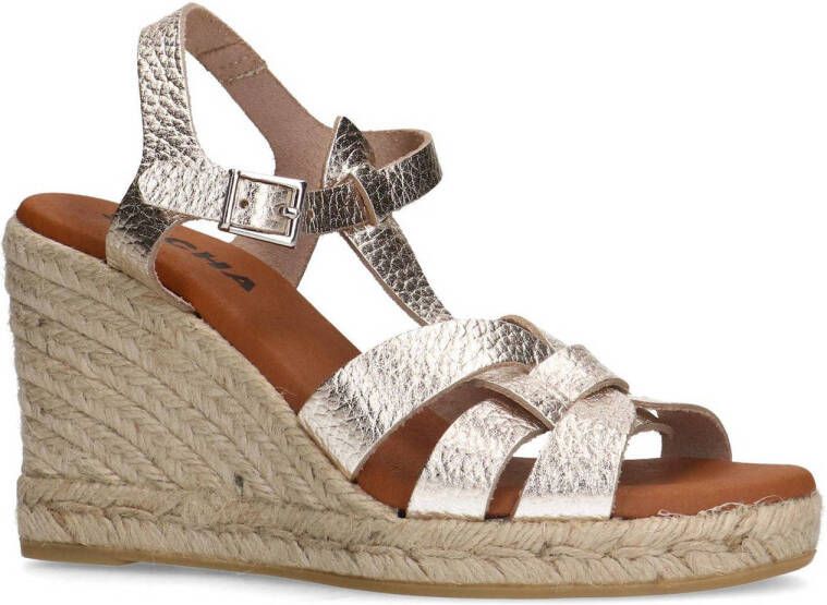 Sacha leren espadrilles goud