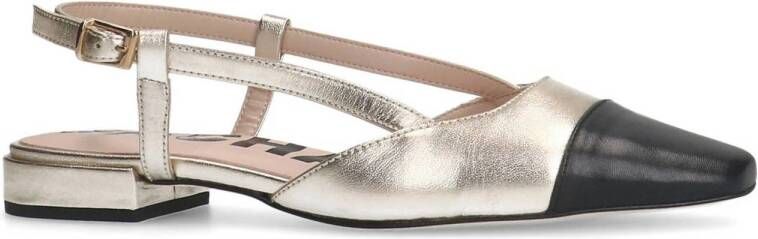 Sacha leren slingback loafers goud zwart