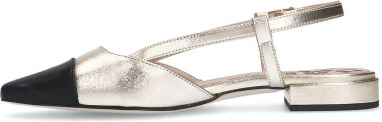 Sacha leren slingback loafers goud zwart