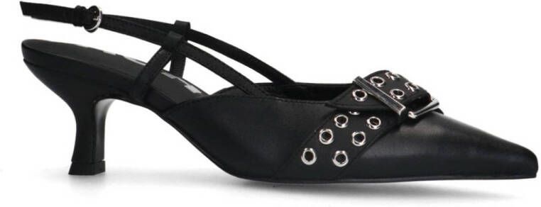 Sacha Dames PRE-ORDER Zwarte buckle slingbacks met kitten heel