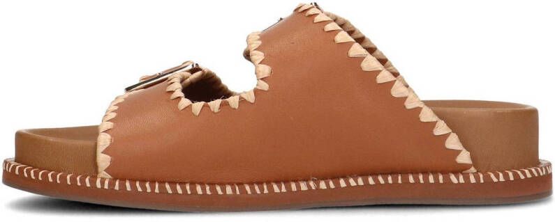 Sacha leren slippers beige