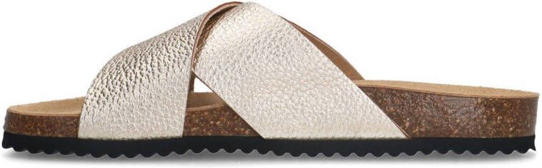 Sacha leren slippers goud