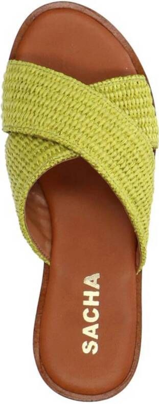 Sacha leren slippers limegroen