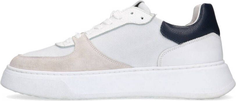 Sacha leren sneakers wit beige blauw