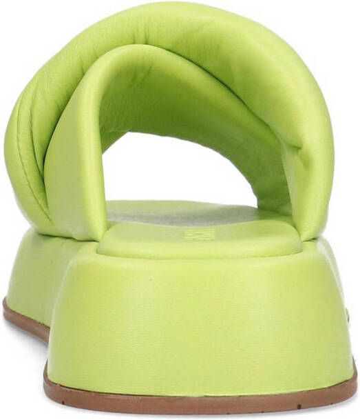 Sacha padded leren slippers limegroen