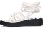 Sacha Dames Witte plateau sandalen met strikveters - Thumbnail 4