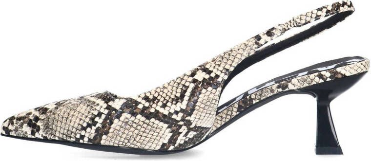 Sacha slingback pumps met slangenprint beige