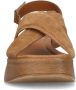 Sacha Dames Gognac leren plateau sandalen - Thumbnail 4