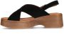 Sacha Dames Zwarte leren plateau sandalen - Thumbnail 2