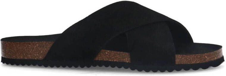 Sacha suède slippers zwart