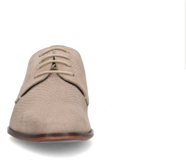 Sacha suède veterschoenen met crocoprint beige