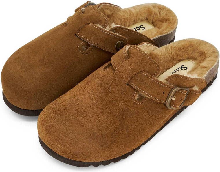 Scholl suède clogs cognac