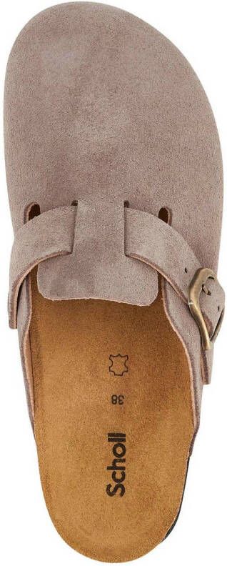 Scholl suède clogs donker taupe