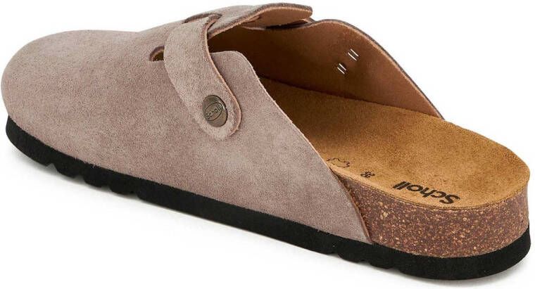 Scholl suède clogs donker taupe