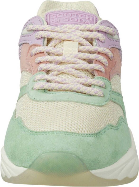 Scotch & Soda Celest 2.0 suède sneakers lichtgroen roze