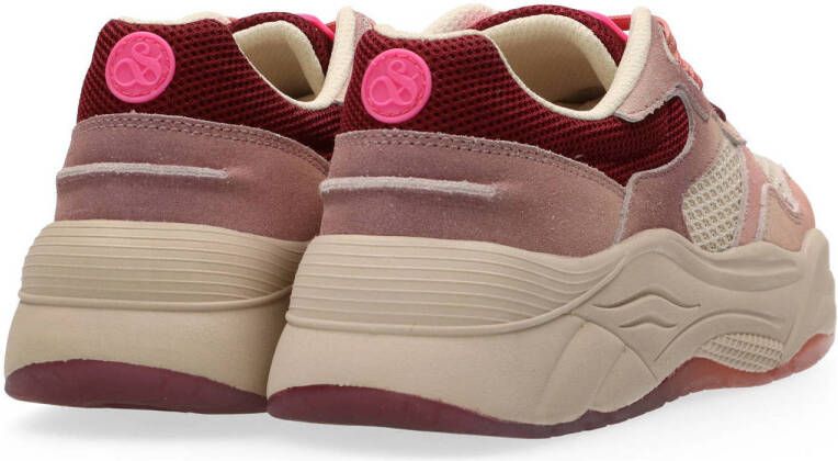 Scotch & Soda Celest chunky suède sneaker roze beige