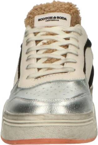 Scotch & Soda Lillie low leren sneakers wit zilver