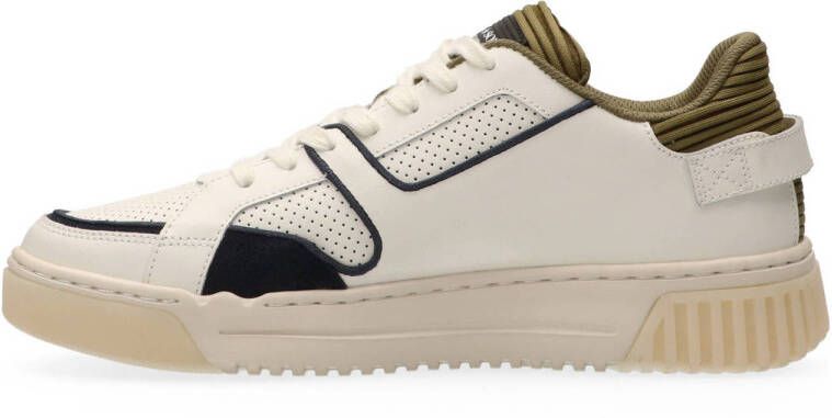 Scotch & Soda New Cup leren sneakers wit groen