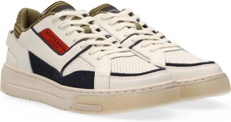 Scotch & Soda New Cup leren sneakers wit groen