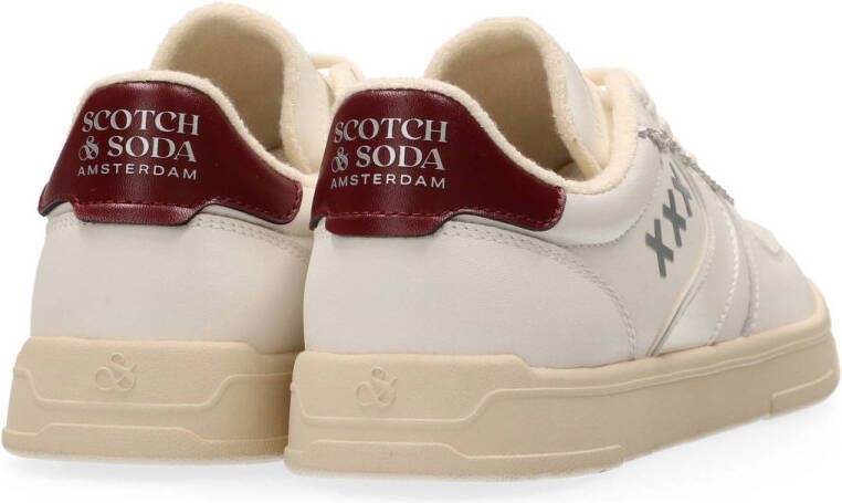 Scotch & Soda Nixie leren sneakers wit bordeaux