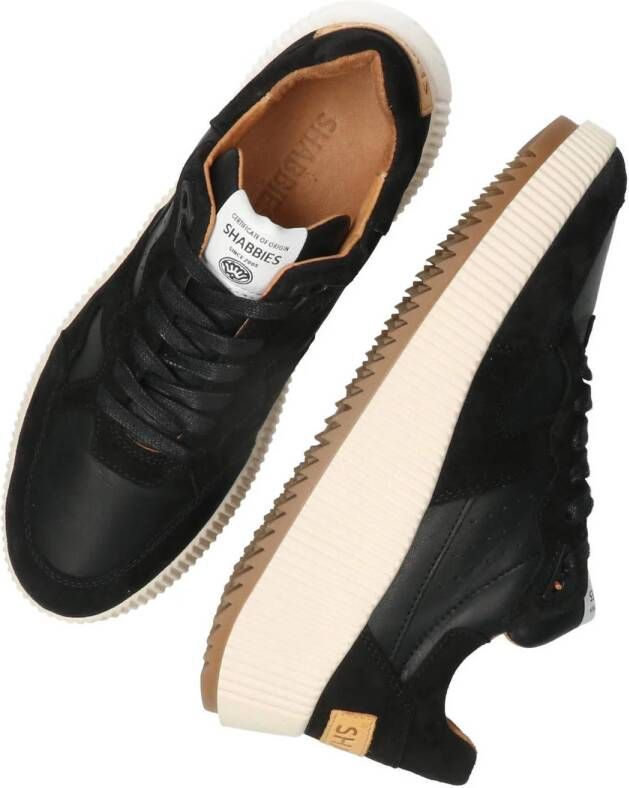 Shabbies Amsterdam Chavi Nio leren sneakers zwart