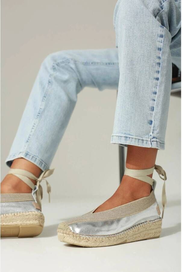 Shabbies Amsterdam Palma Kimono leren espadrilles zilver - Foto 3