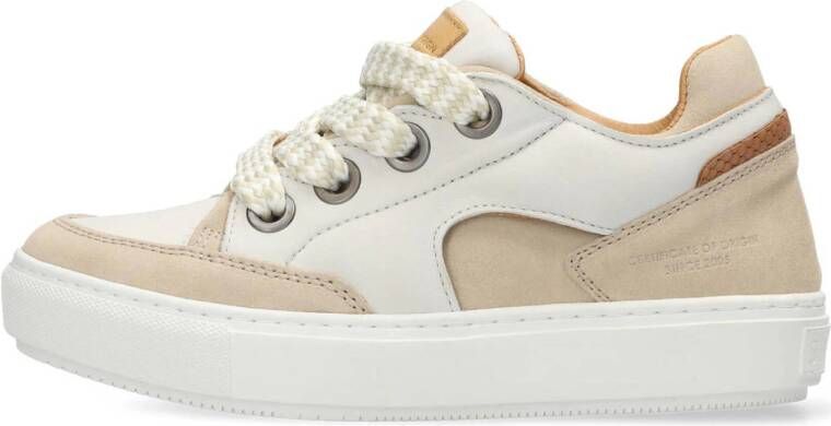 Shabbies Amsterdam Ragy Chunky leren sneakers beige wit