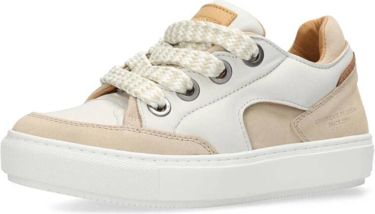 Shabbies Amsterdam Ragy Chunky leren sneakers beige wit