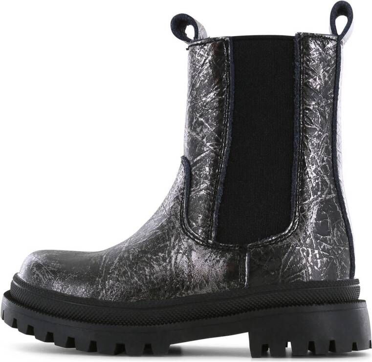 Shoesme leren chelsea boots zwart zilver