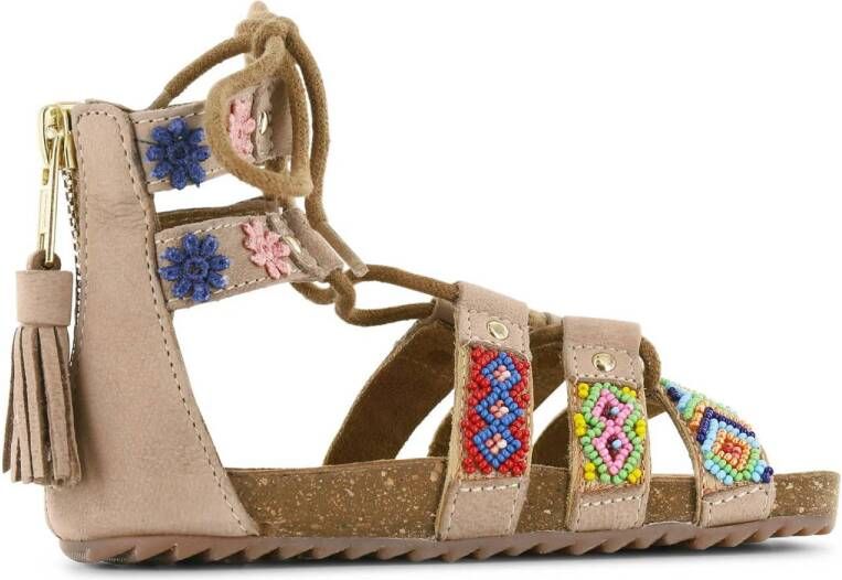 Shoesme leren sandalen met kraaltjes beige