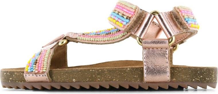 Shoesme leren sandalen met kraaltjes roze metallic