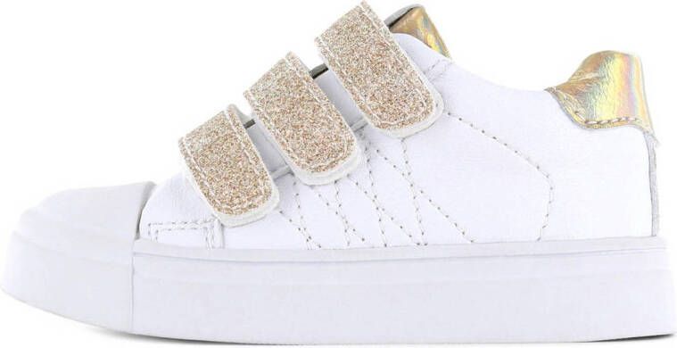 Shoesme leren sneakers wit goud met glitters