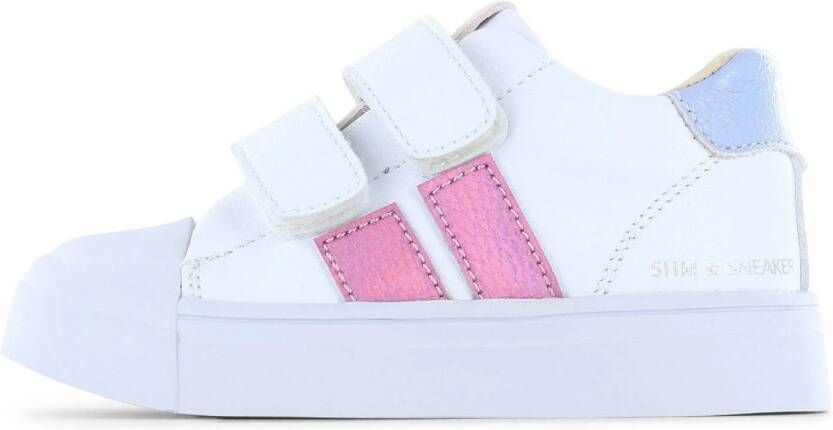 Shoesme leren sneakers wit roze blauw