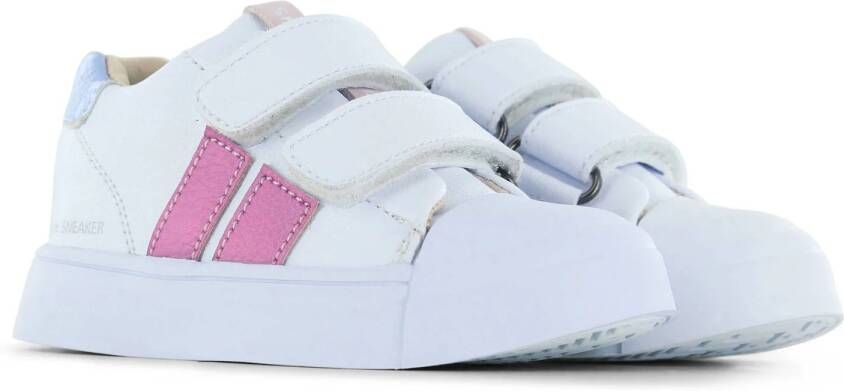 Shoesme leren sneakers wit roze blauw