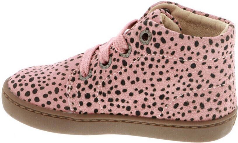 Shoesme Flex nubuck veterboots met allover print roze