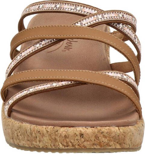 Skechers slippers met strass beige