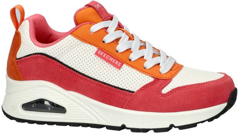 Skechers Uno 2 Much Fun chunky sneakers wit roze oranje