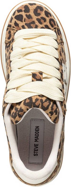 Steve Madden Alysha leren sneakers met panterprint beige