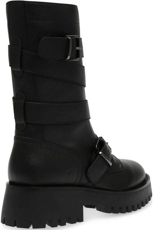 Steve Madden Devlin chunky leren bikerboots zwart