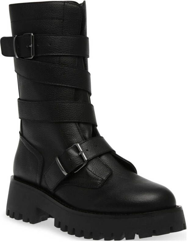 Steve Madden Devlin chunky leren bikerboots zwart