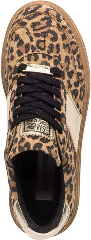 Steve Madden Moxy suède sneakers met panterprint beige zwart