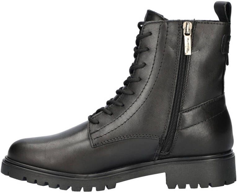 Tamaris leren veterboots zwart