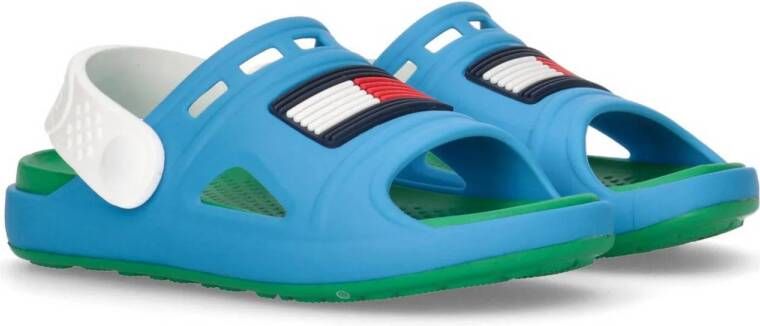 Tommy Hilfiger badslippers met hielbandje blauw