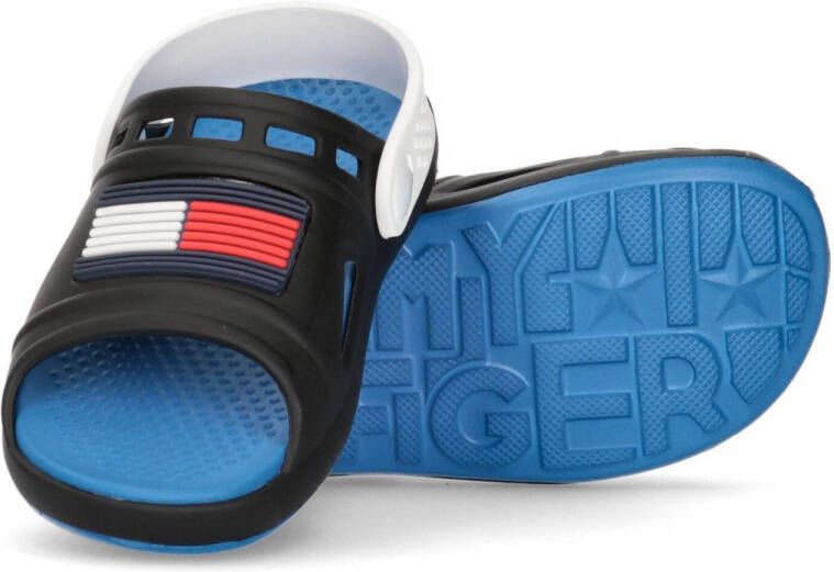 Tommy Hilfiger badslippers met hielbandje zwart