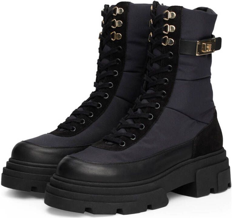 Tommy Hilfiger chunky leren veterboots zwart