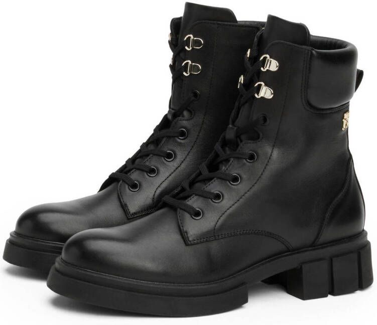 Tommy Hilfiger leren veterboots zwart