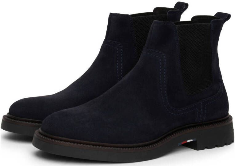 Tommy Hilfiger suède chelsea boots donkerblauw