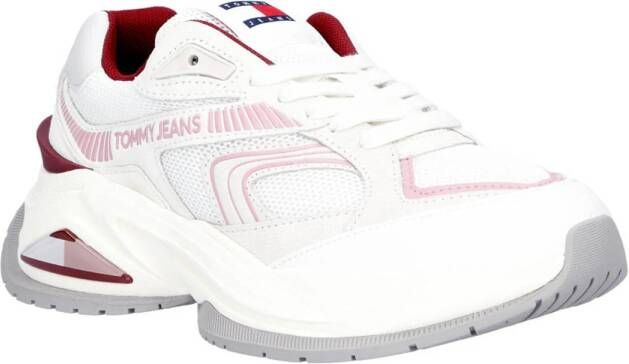 Tommy Jeans chunky suède sneakers wit roze rood