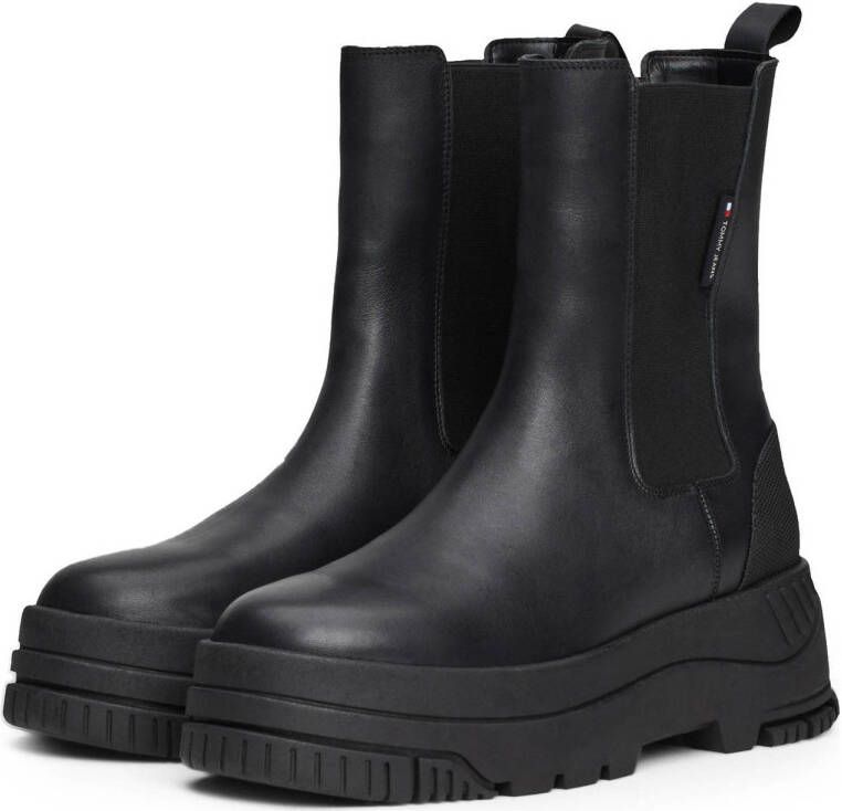 Tommy Jeans leren chelsea boots zwart